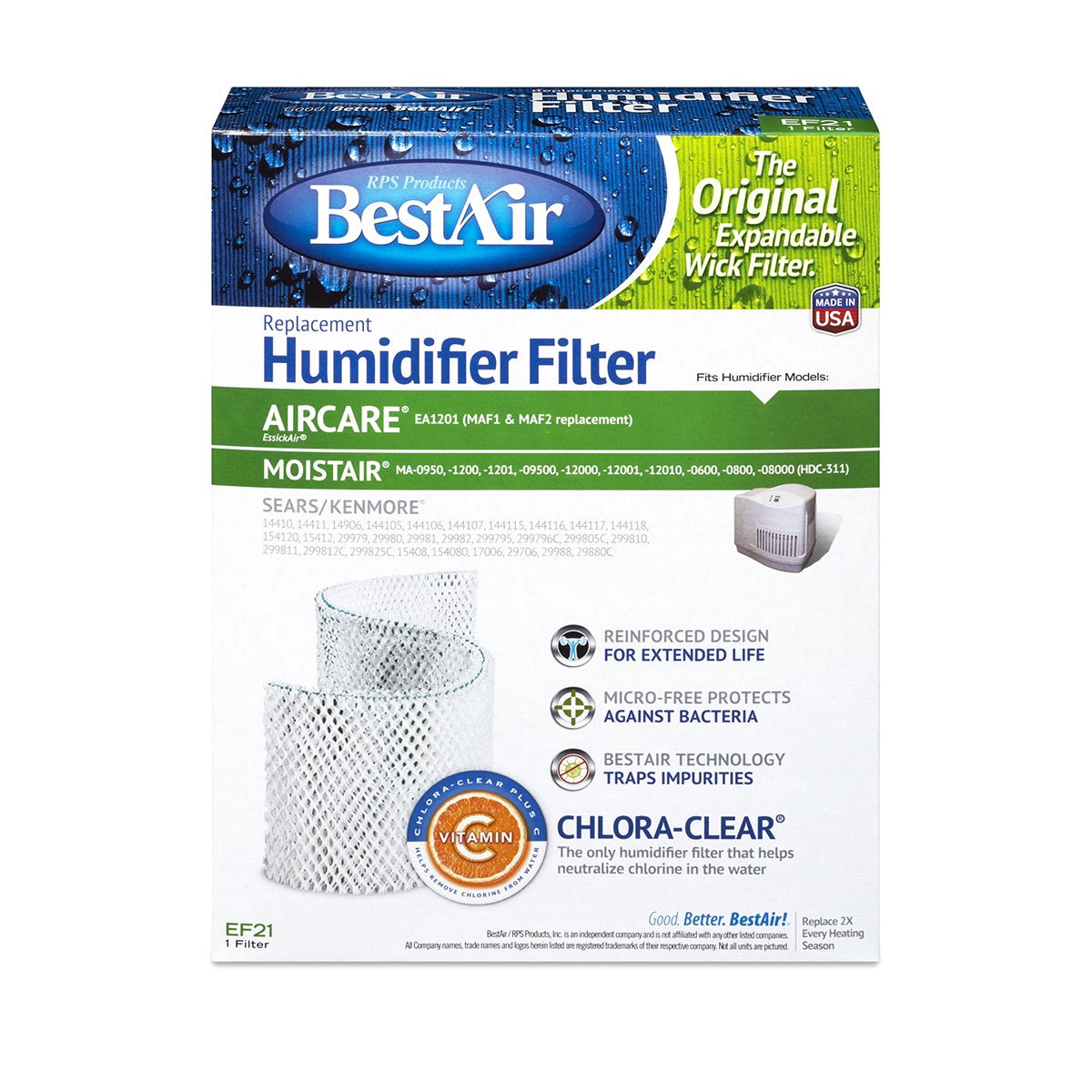 slide 1 of 5, BestAir Wick Filter Fits Emerson and Sears Humidifiers, EF21, 1 ct