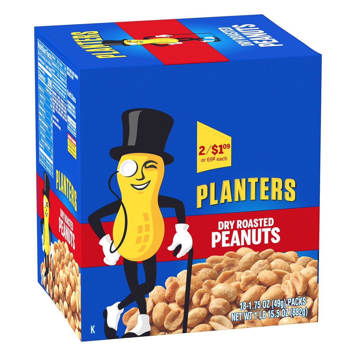 slide 2 of 10, Planters Dry Roasted Peanuts 18 - 1.75 oz Bags, 1.97 lb