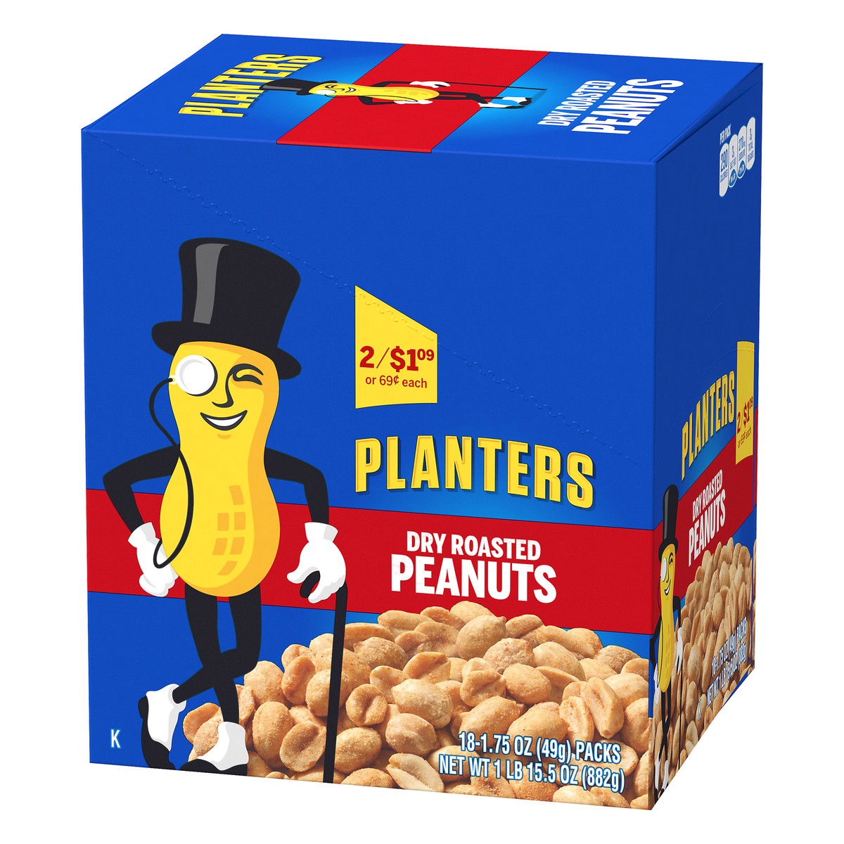 slide 8 of 10, Planters Dry Roasted Peanuts 18 - 1.75 oz Bags, 1.97 lb