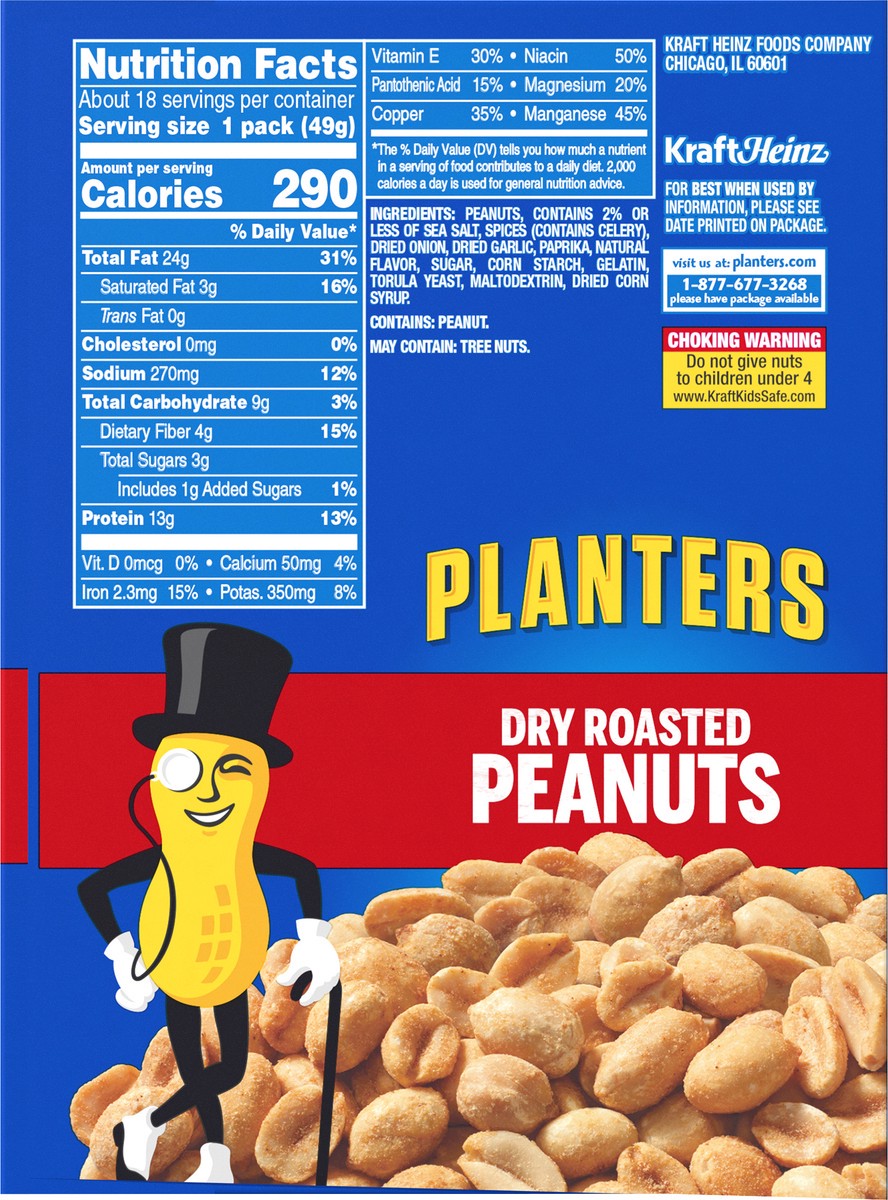 slide 3 of 10, Planters Dry Roasted Peanuts 18 - 1.75 oz Bags, 1.97 lb