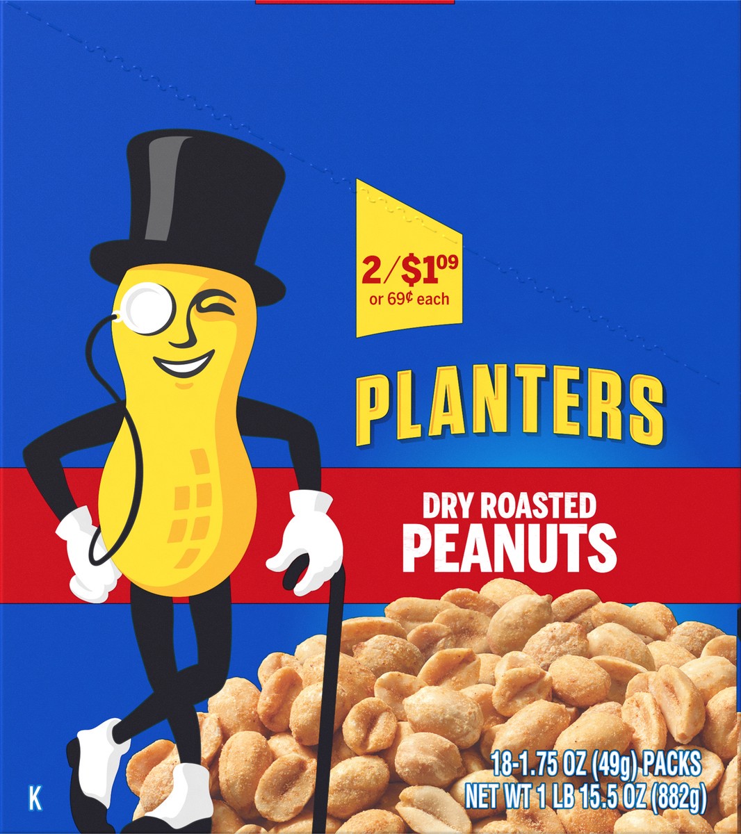 slide 4 of 10, Planters Dry Roasted Peanuts 18 - 1.75 oz Bags, 1.97 lb