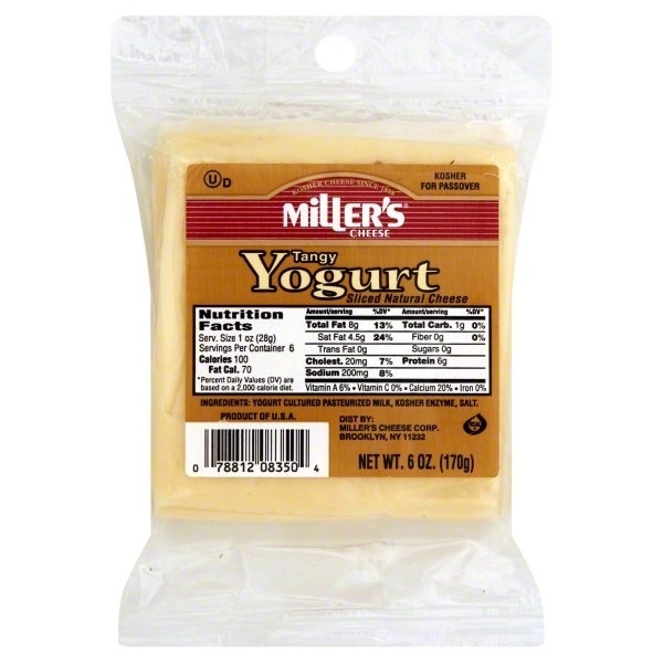 slide 1 of 1, Miller's Sliced Yogurt Cheese, 6 oz