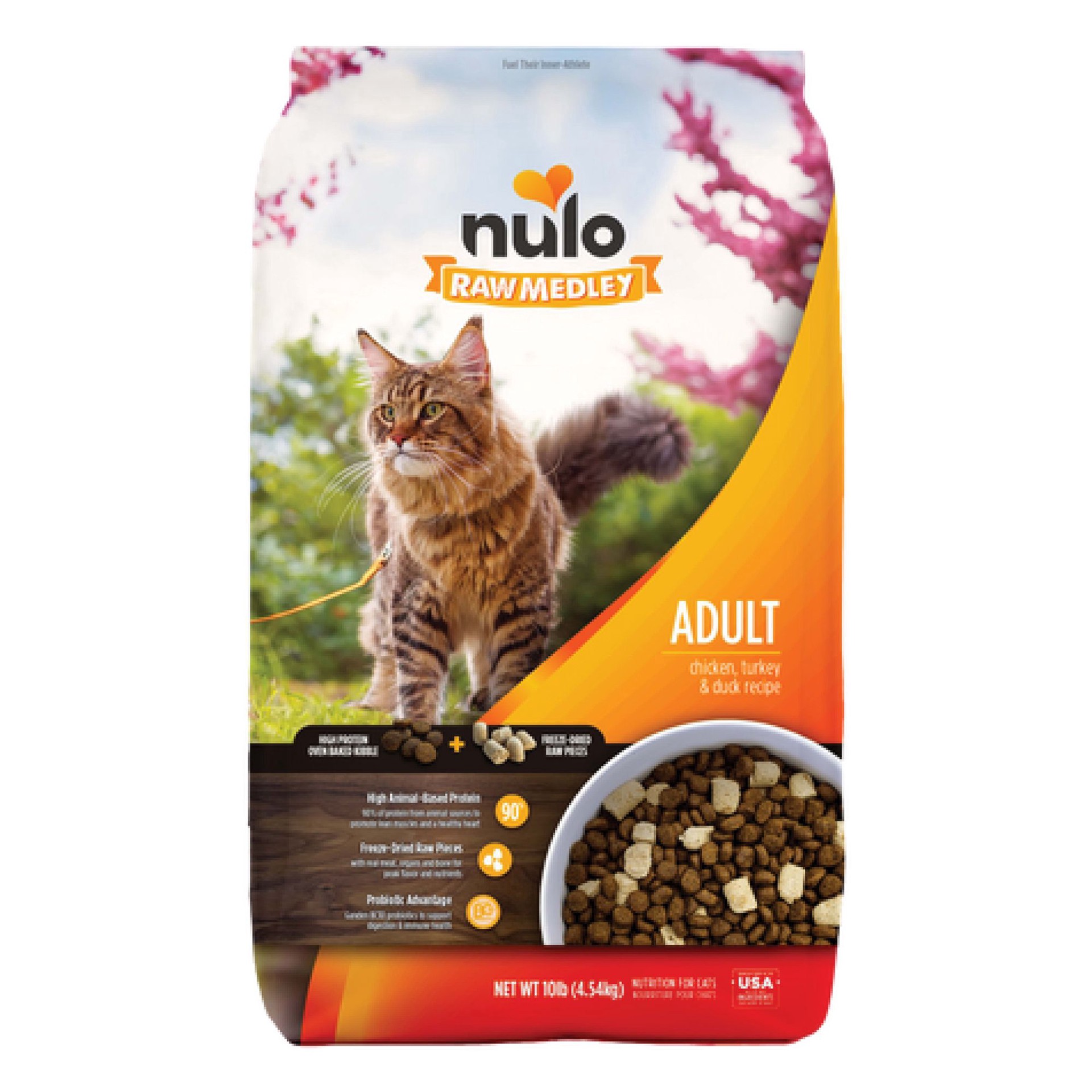 slide 1 of 1, Nulo Raw Medley Adult Cat Food - Grain Free Kibble + Freeze Dried Raw, Chicken, Turkey & Duck, 10 lb