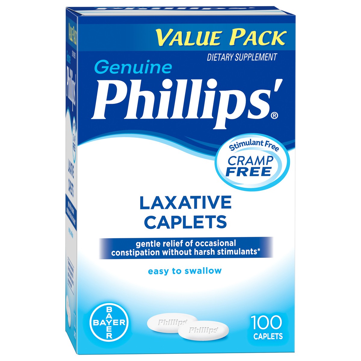 slide 2 of 8, Phillips' Genuine Laxative Caplets 100 ea, 100 ct