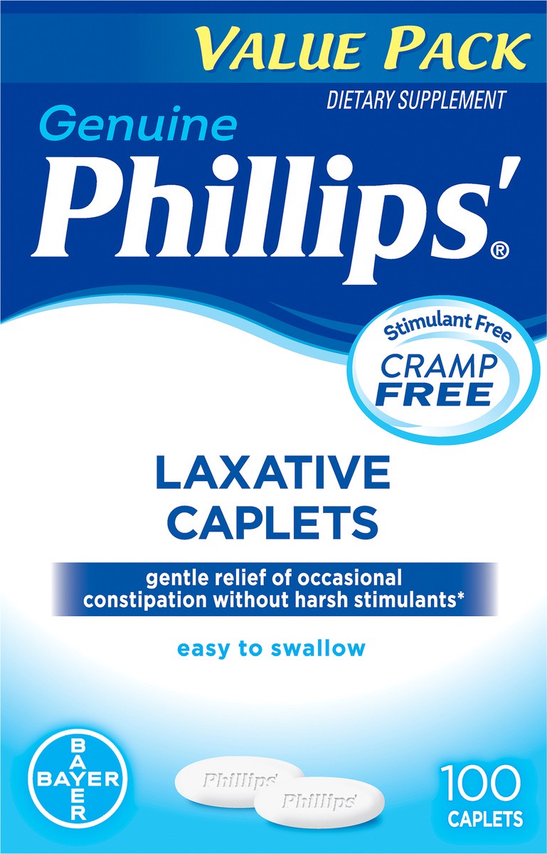 slide 5 of 8, Phillips' Genuine Laxative Caplets 100 ea, 100 ct