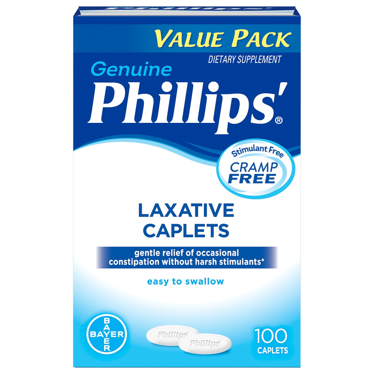 slide 1 of 8, Phillips' Genuine Laxative Caplets 100 ea, 100 ct