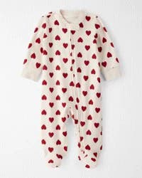 Littleplanet Baby Organic Cotton Sleep & Play Pajamas in Forever Hearts Print Cream 9M
