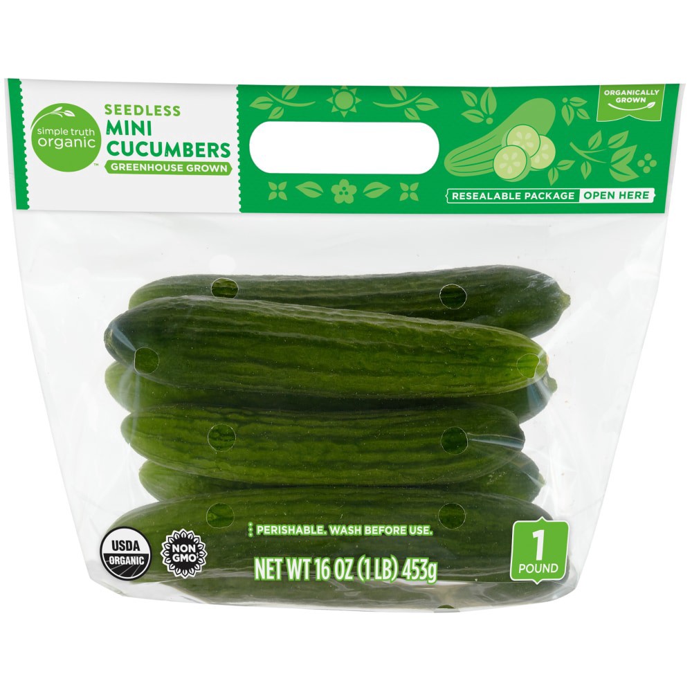slide 1 of 2, Simple Truth Organic Mini Cucumbers, 1 lb
