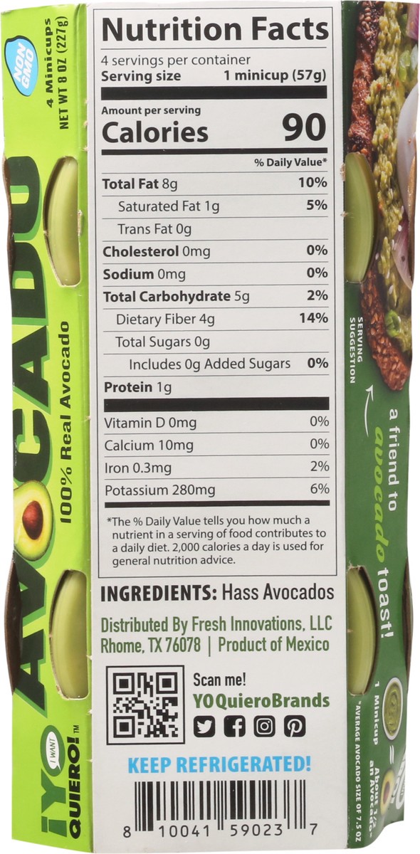 slide 13 of 13, ¡Yo Quiero! Minicups Mashed Avocado 4 ea, 4 ct