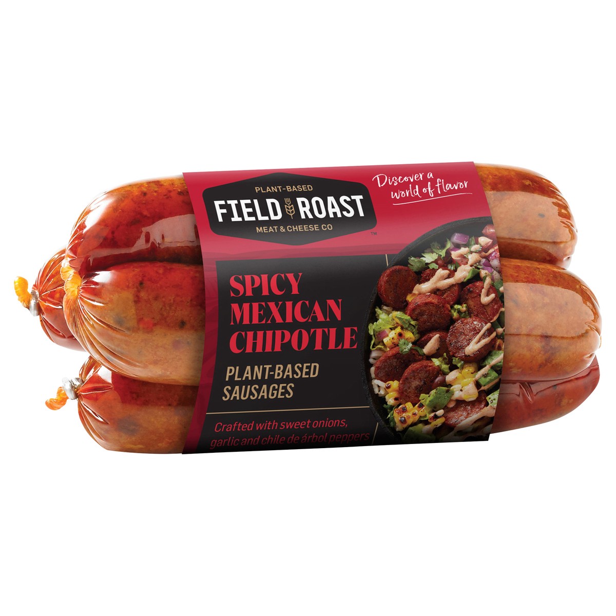 slide 3 of 5, Field Roast Sausages, Plant-Based, Spicy Mexican Chipotle, 1 ct