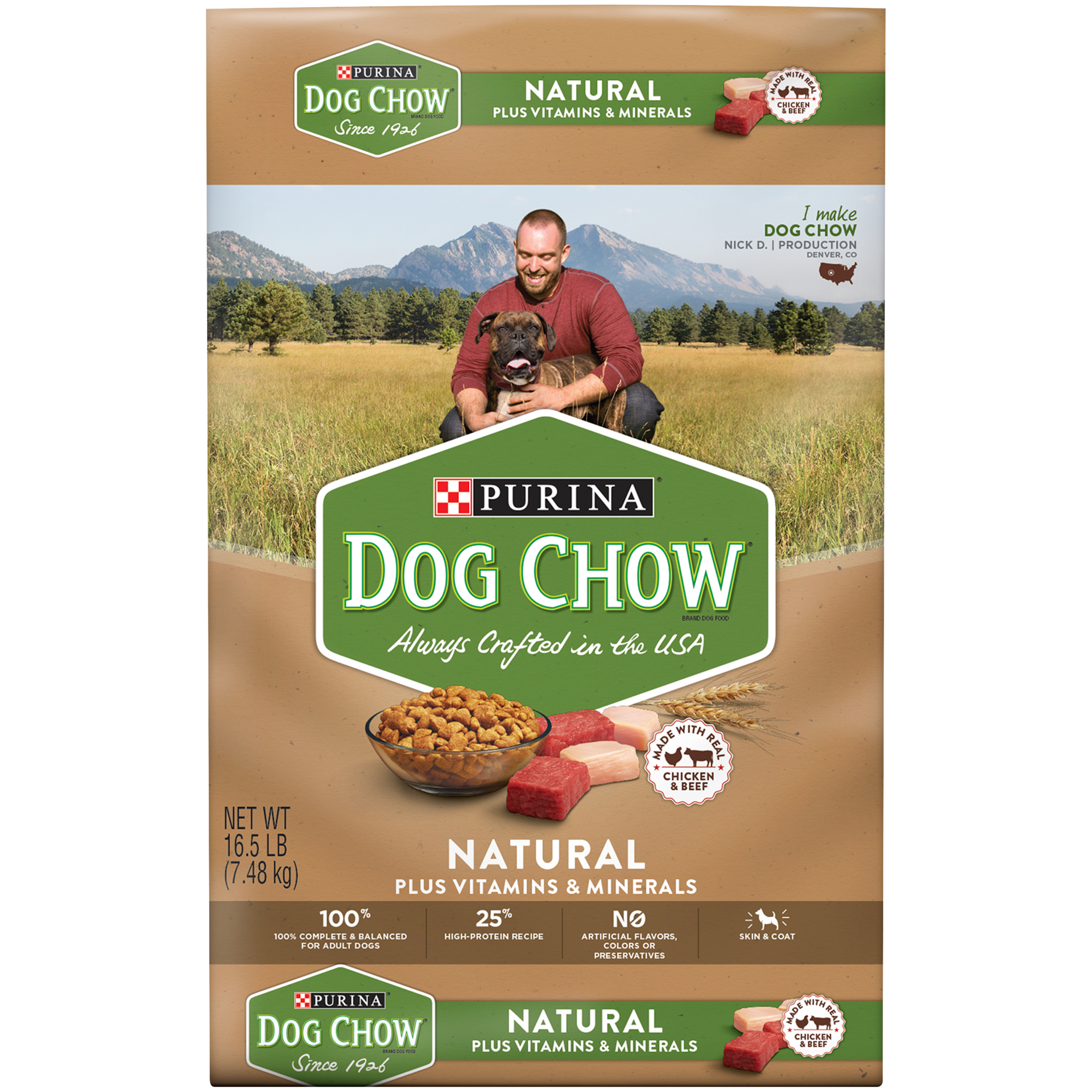 slide 1 of 9, Purina Dog Chow Natural, High Protein Dry Dog Food, Natural, 16.5 lb