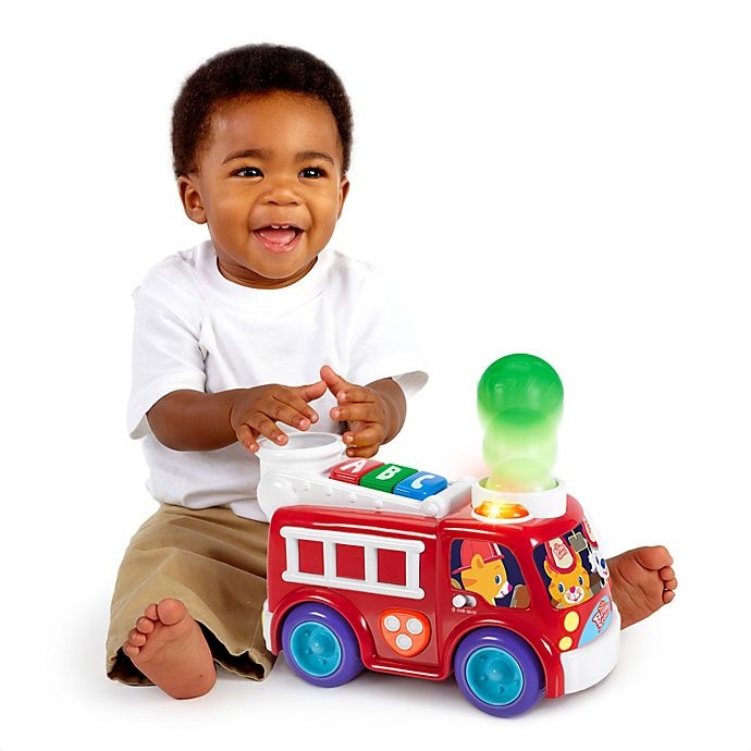slide 5 of 5, Bright Starts Having a Ball Roll & Pop Fire Truck Toy, 4 ct