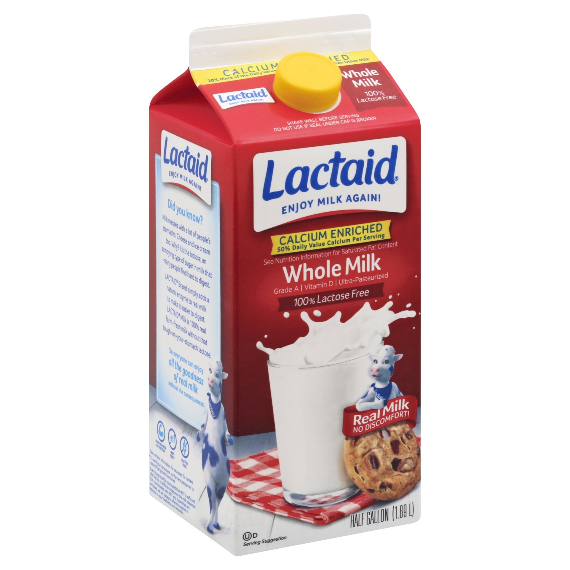 slide 1 of 3, Lactaid Original Whole Fat Milk, 1/2 gal