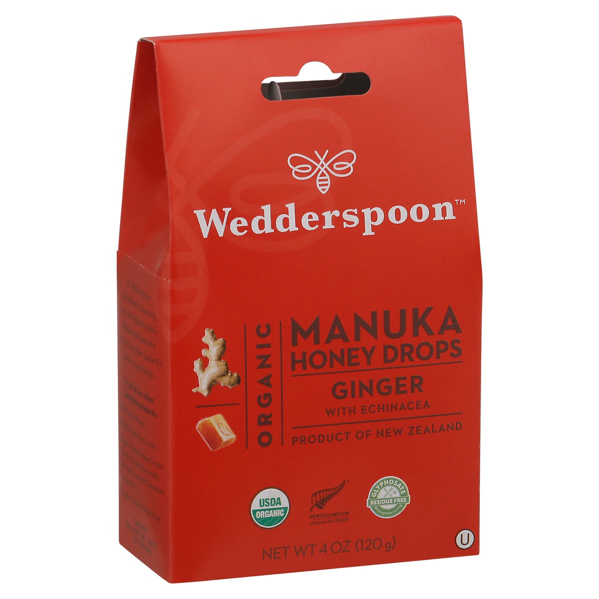 slide 7 of 9, Wedderspoon Organic Manuka Ginger with Echinacea Honey Drops 20 ea, 20 ct