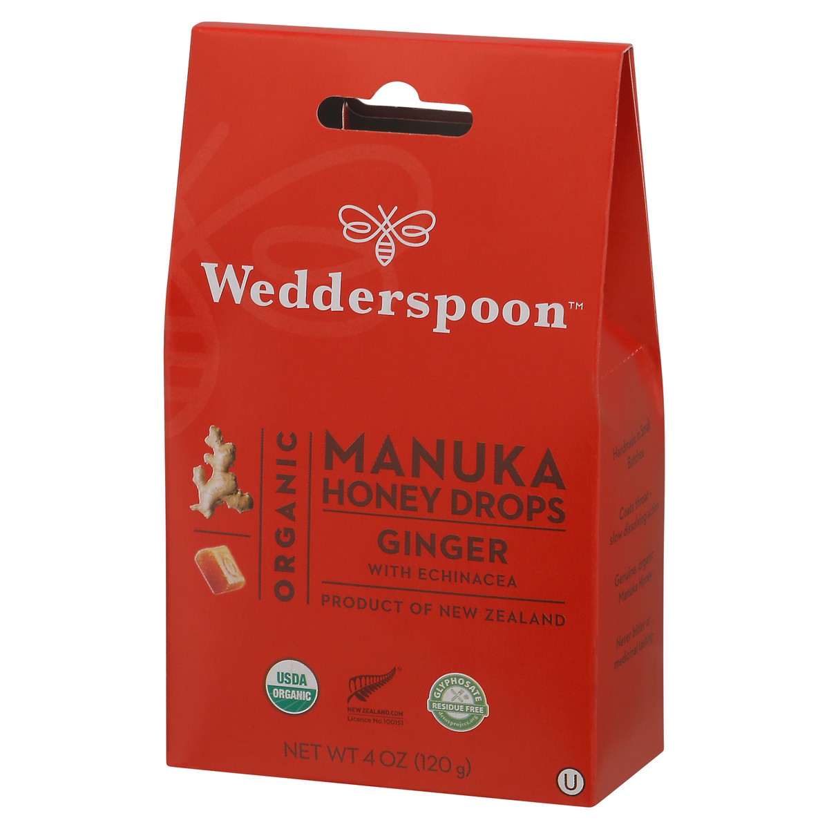 slide 9 of 9, Wedderspoon Organic Manuka Ginger with Echinacea Honey Drops 20 ea, 20 ct