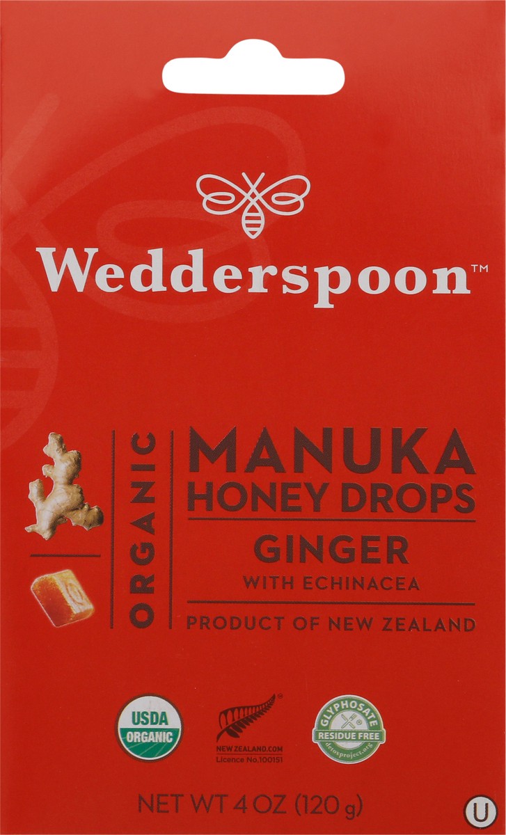 slide 5 of 9, Wedderspoon Organic Manuka Ginger with Echinacea Honey Drops 20 ea, 20 ct