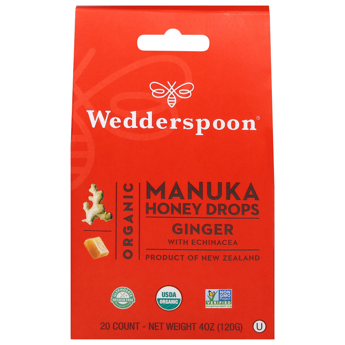 slide 1 of 9, Wedderspoon Organic Manuka Ginger with Echinacea Honey Drops 20 ea, 20 ct