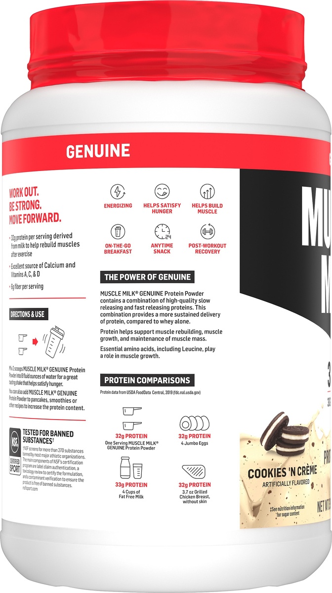 slide 4 of 6, CytoSport Muscle Milk Cookies n Creme Ultimate Lean Muscle Formula, 2.47 lb
