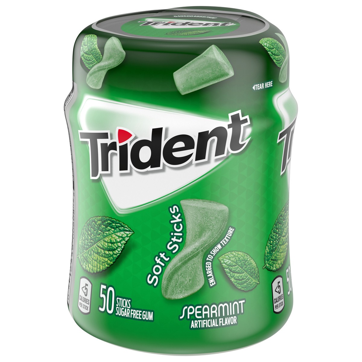 slide 7 of 9, Trident Unwrapped Spearmint Sugar Free Gum, 50 Piece Bottle, 3.17 oz