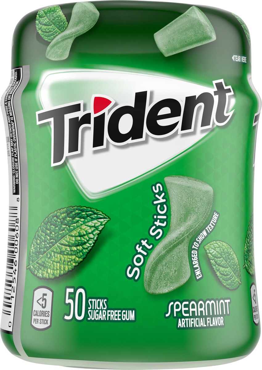 slide 6 of 9, Trident Unwrapped Spearmint Sugar Free Gum, 50 Piece Bottle, 3.17 oz