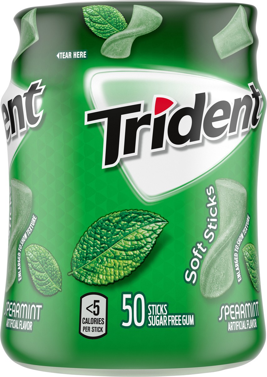 slide 5 of 9, Trident Unwrapped Spearmint Sugar Free Gum, 50 Piece Bottle, 3.17 oz