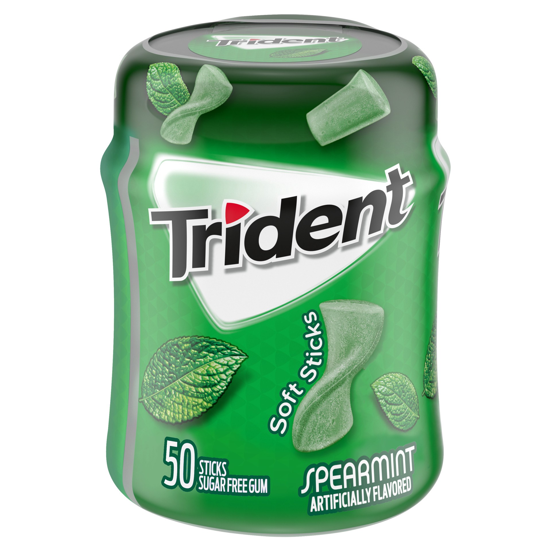 slide 1 of 9, Trident Unwrapped Spearmint Sugar Free Gum, 50 Piece Bottle, 3.17 oz