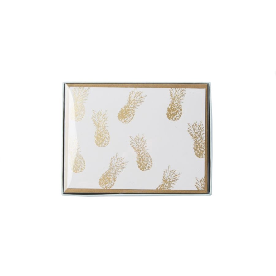 slide 3 of 3, C.R. Gibson Top-Fold Boxed Notes, Gold Pineapple, 10 ct; 5 in x 3 3/4 in