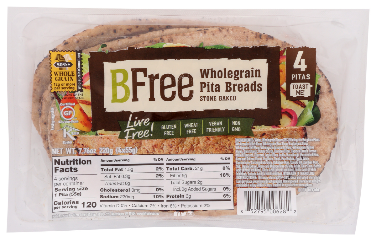 slide 1 of 9, Bfree Bread Pita Wholegr, 7.76 oz
