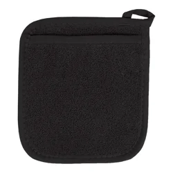 Room & Retreat Terry Pocket Mitt Black, 7.75 in x 8.5 in