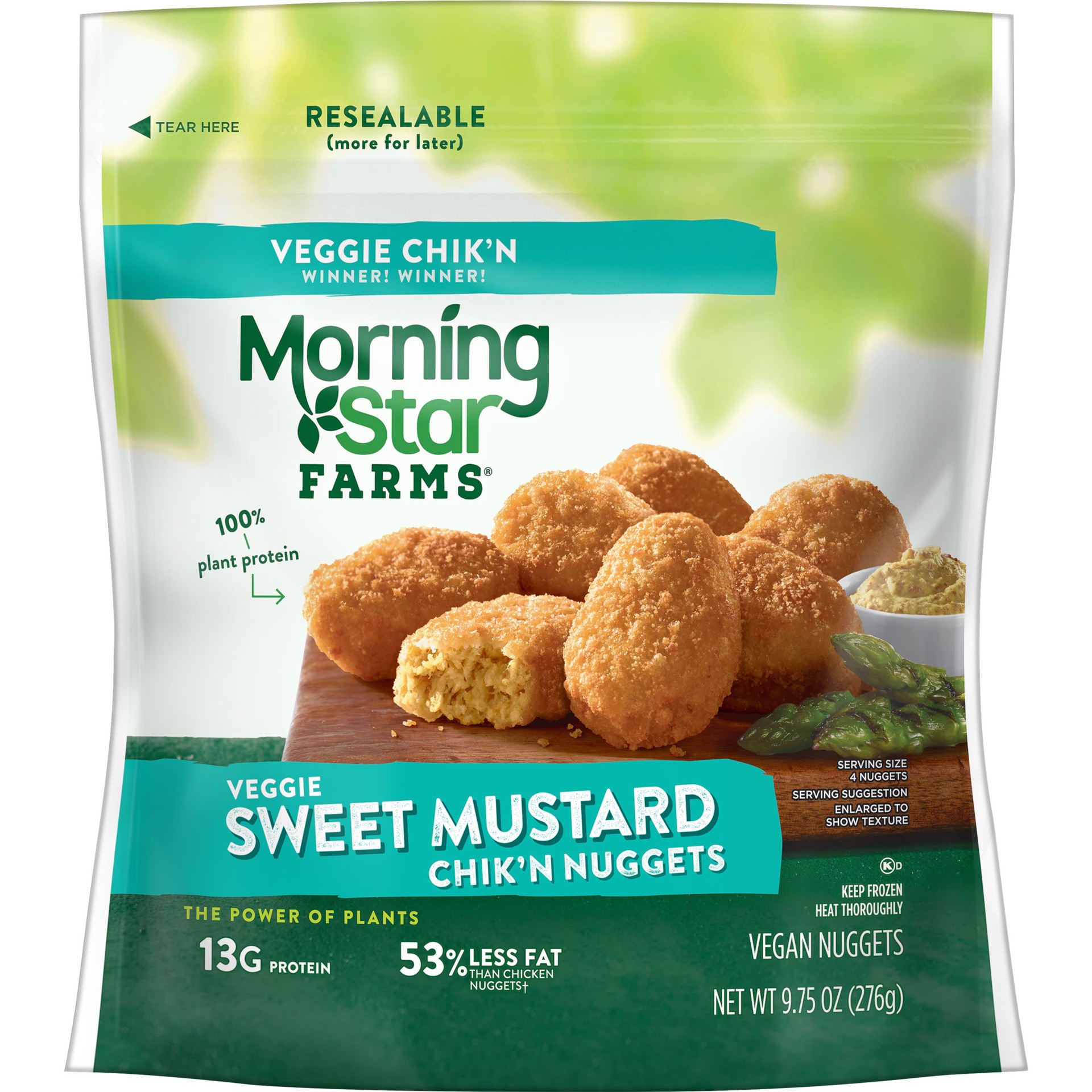 slide 1 of 5, MorningStar Farms Chik'n Nuggets, Sweet Mustard, 9.75 oz, Frozen, 9.75 oz