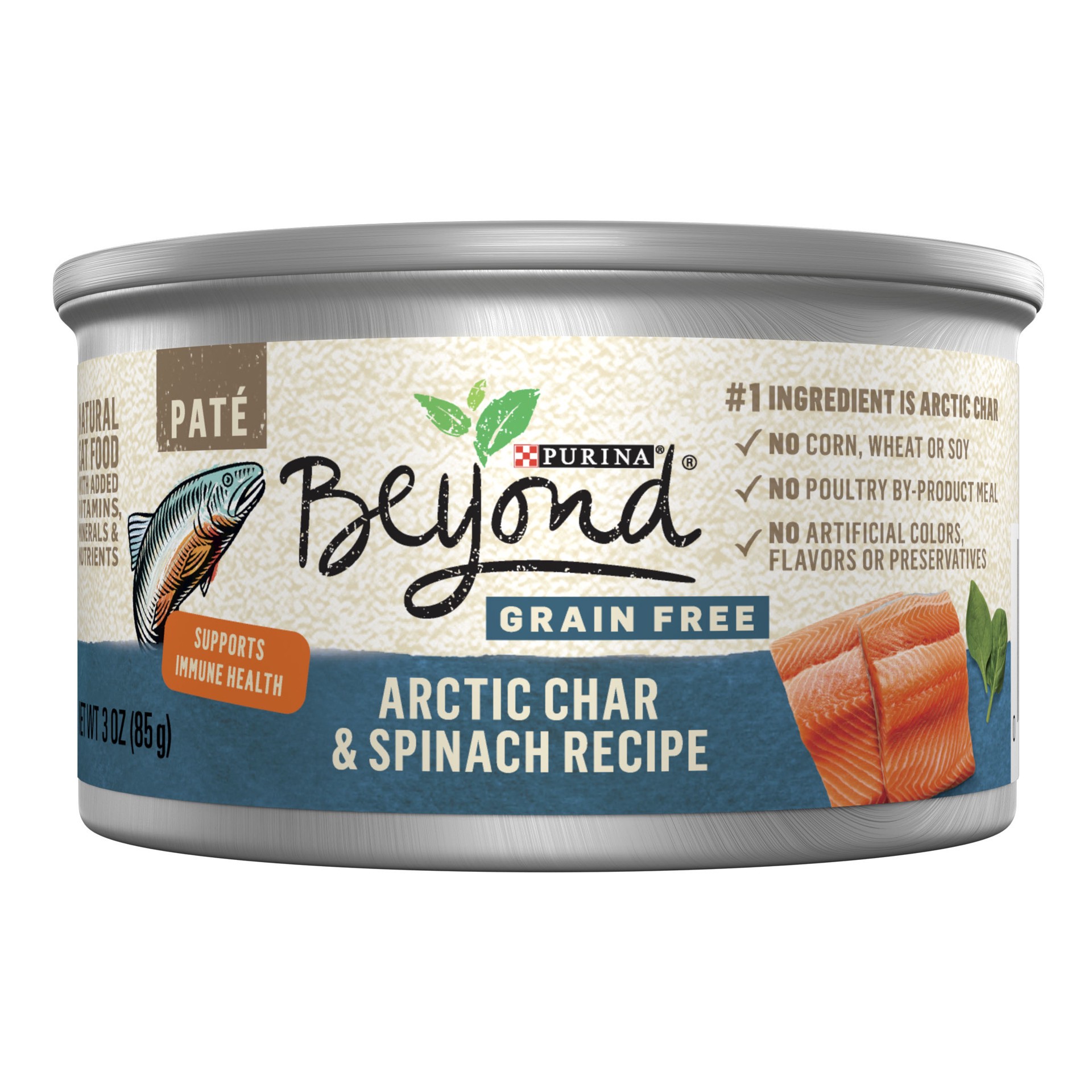 slide 1 of 16, Beyond Purina Beyond Grain Free Arctic Char and Spinach Recipe Wet Cat Food Pate, 3 oz