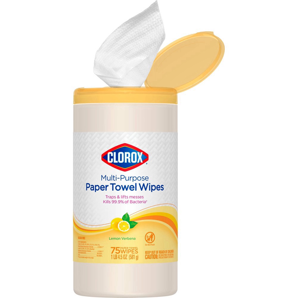 slide 2 of 15, Clorox Multi-Purpose Lemon Verbena Paper Towel Wipes 75 ea, 75 ct