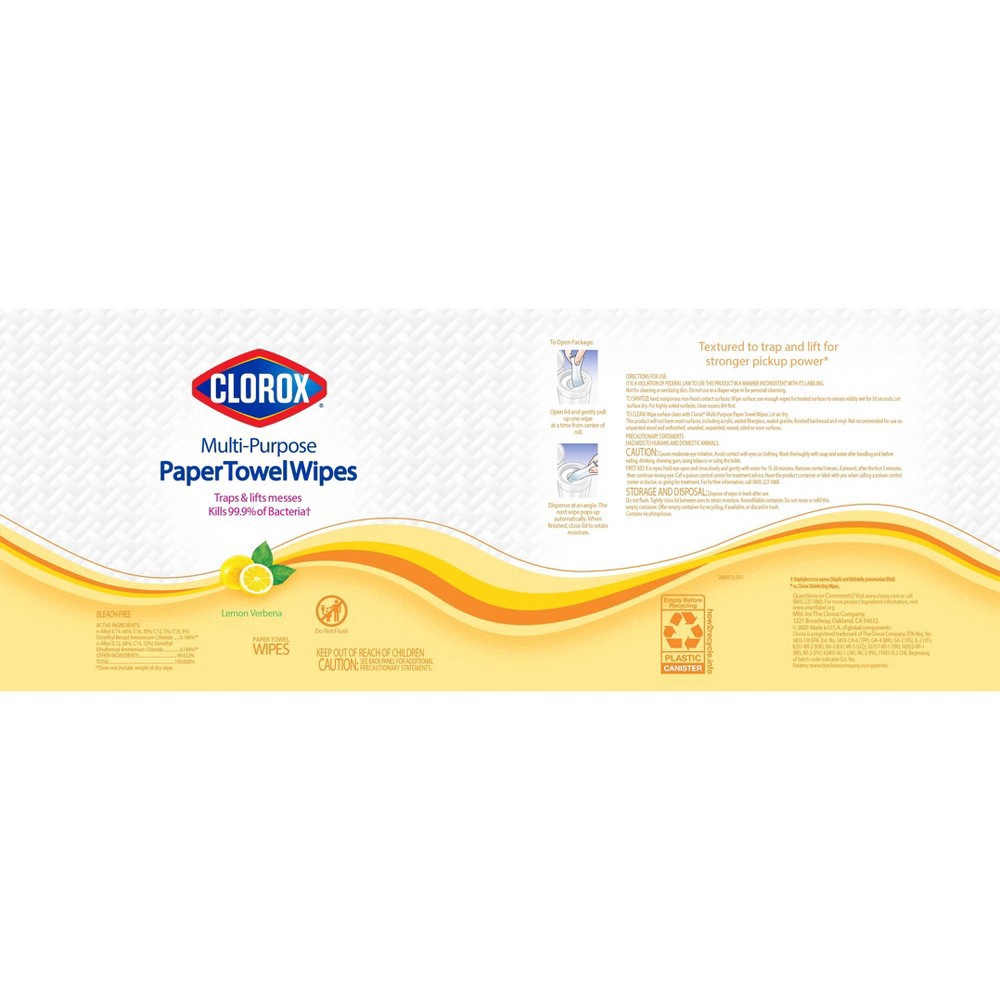 slide 3 of 15, Clorox Multi-Purpose Lemon Verbena Paper Towel Wipes 75 ea, 75 ct