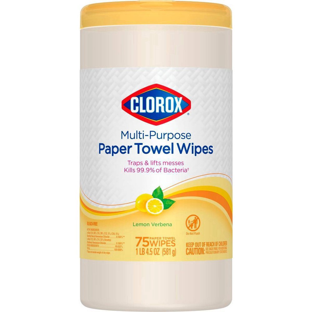 slide 7 of 15, Clorox Multi-Purpose Lemon Verbena Paper Towel Wipes 75 ea, 75 ct