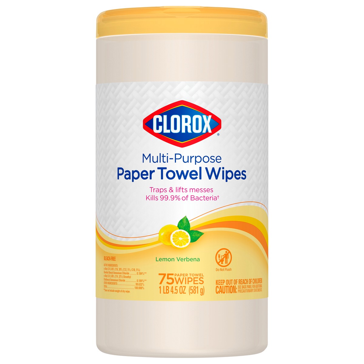 slide 1 of 15, Clorox Multi-Purpose Lemon Verbena Paper Towel Wipes 75 ea, 75 ct