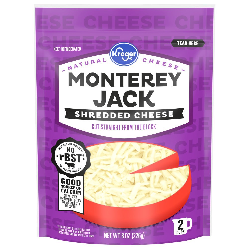 slide 1 of 4, Kroger Shredded Monterey Jack Cheese, 8 oz