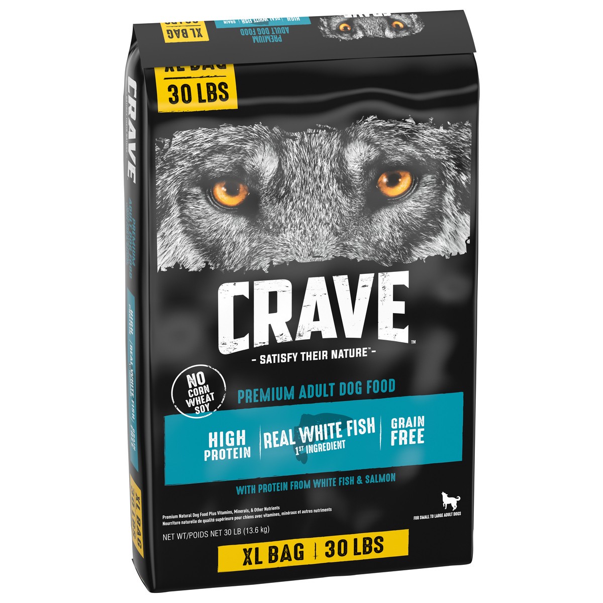 slide 9 of 10, CRAVE XL Adult Premium Dog Food with Protein from White Fish & Salmon 30 lb, 30 lb