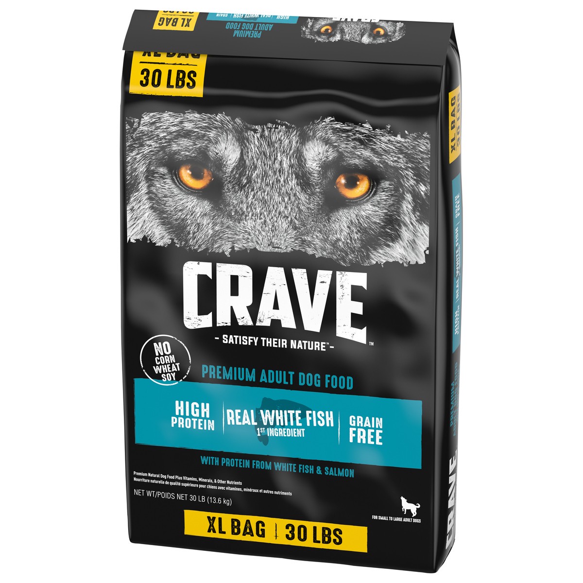 slide 4 of 10, CRAVE XL Adult Premium Dog Food with Protein from White Fish & Salmon 30 lb, 30 lb