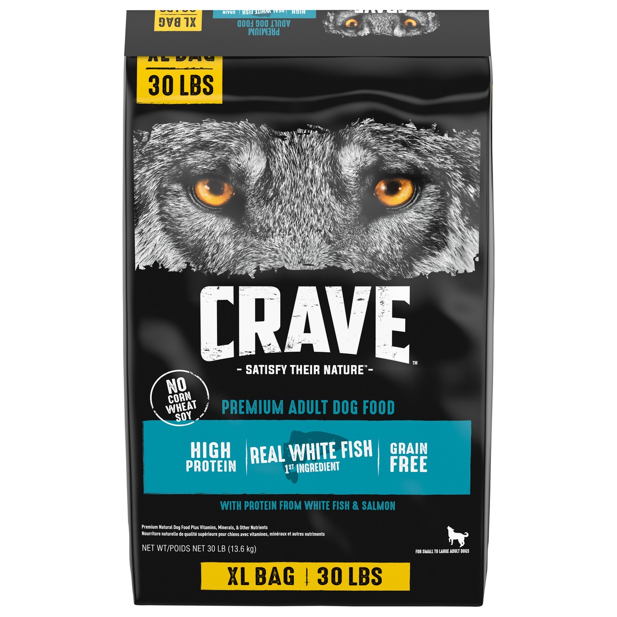 slide 2 of 10, CRAVE XL Adult Premium Dog Food with Protein from White Fish & Salmon 30 lb, 30 lb