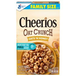 Cheerios Oat Crunch Oats ''N Honey Breakfast Cereal, Made with Whole Grain, Family Size, 24 oz
