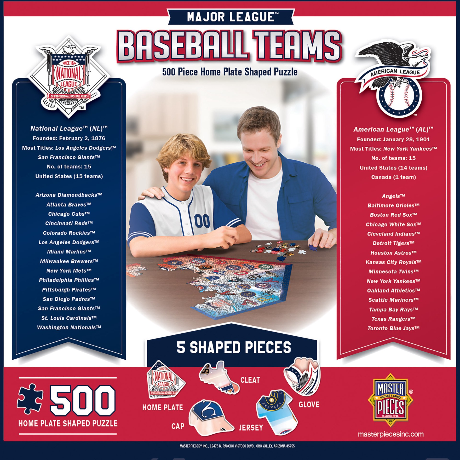 slide 4 of 4, MLB Home Plate Shaped Jigsaw Puzzle, 500 ct