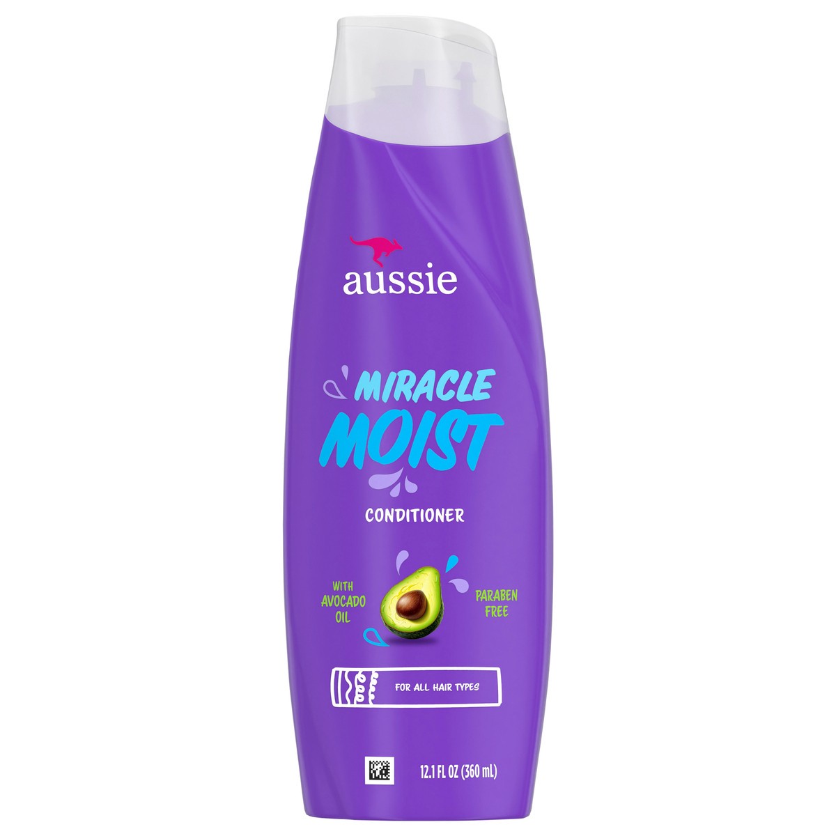 slide 1 of 3, Aussie Miracle Moist Hair Conditioner for All Hair Types, Moisturizing, Paraben-Free, 12.1 fl oz, 12.1 fl oz