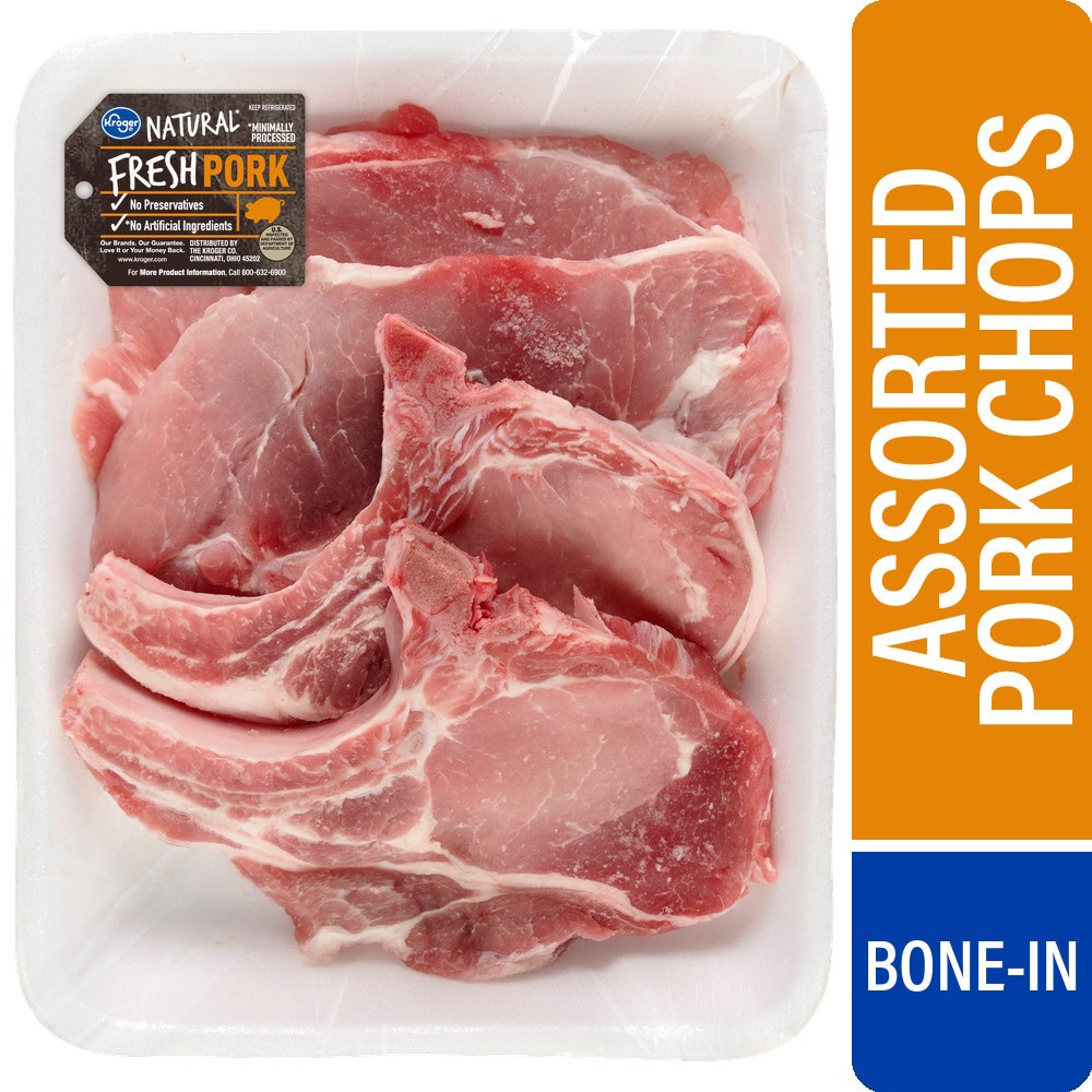 slide 1 of 1, Kroger® Natural Bone In Assorted Pork Chops, 1 lb, 1 lb