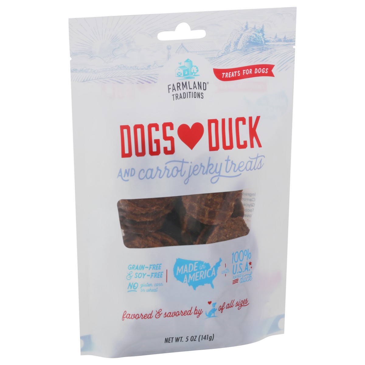 slide 2 of 9, Farmland Dogs Love Duck and Carrot Jerky Treats Treats for Dogs 5 oz, 5 oz