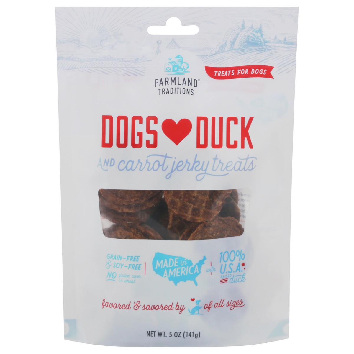 slide 1 of 9, Farmland Dogs Love Duck and Carrot Jerky Treats Treats for Dogs 5 oz, 5 oz