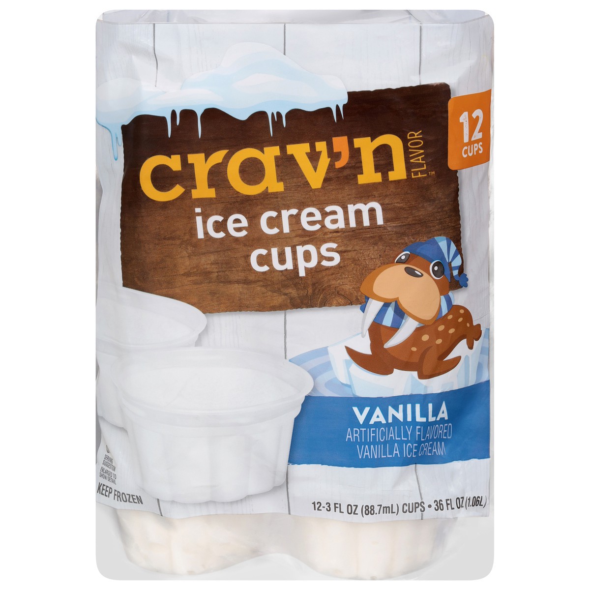 slide 1 of 15, Crav'n Flavor Vanilla Ice Cream Cups 12 - 3 fl oz Cups, 12 ct