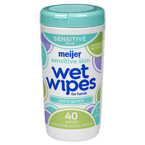 slide 1 of 1, Meijer Sensitive Hand and Face Moist Towelettes, 40 ct
