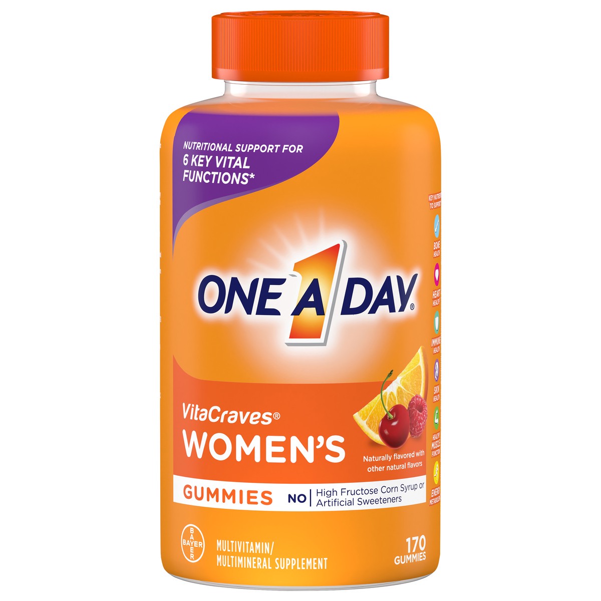 slide 2 of 8, One A Day VitaCraves Women's Multivitamin/Multimineral Supplement Gummies 170 ea Bottle, 170 ct