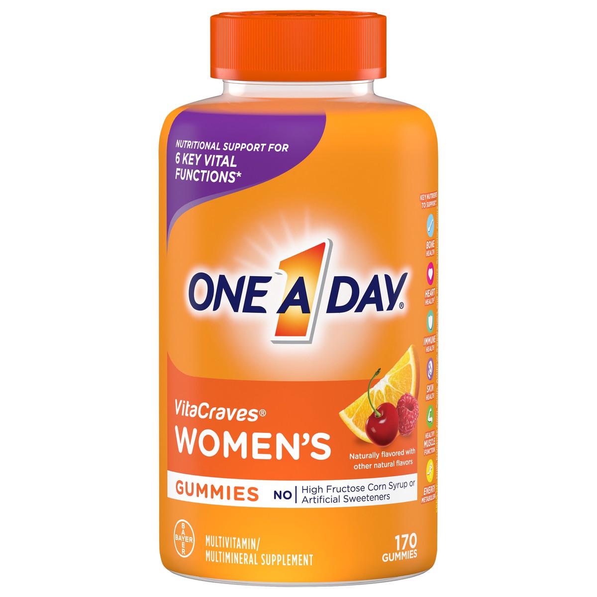 slide 1 of 8, One A Day VitaCraves Women's Multivitamin/Multimineral Supplement Gummies 170 ea Bottle, 170 ct