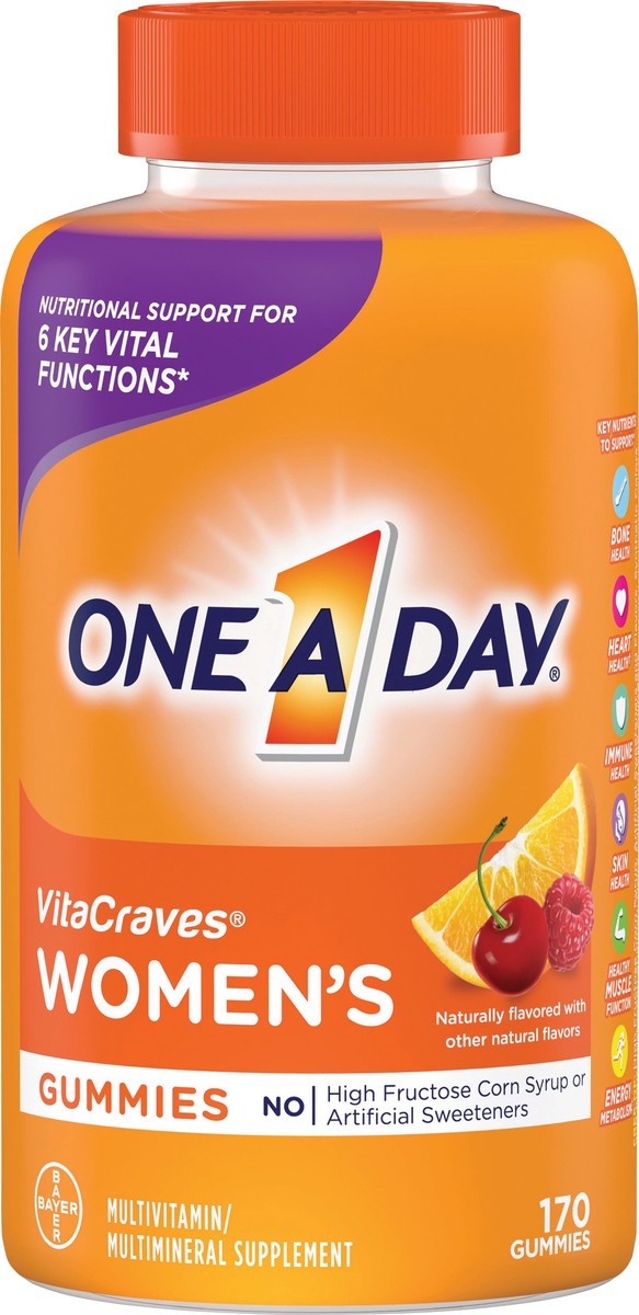 slide 1 of 8, One A Day VitaCraves Women's Multivitamin/Multimineral Supplement Gummies 170 ea Bottle, 170 ct